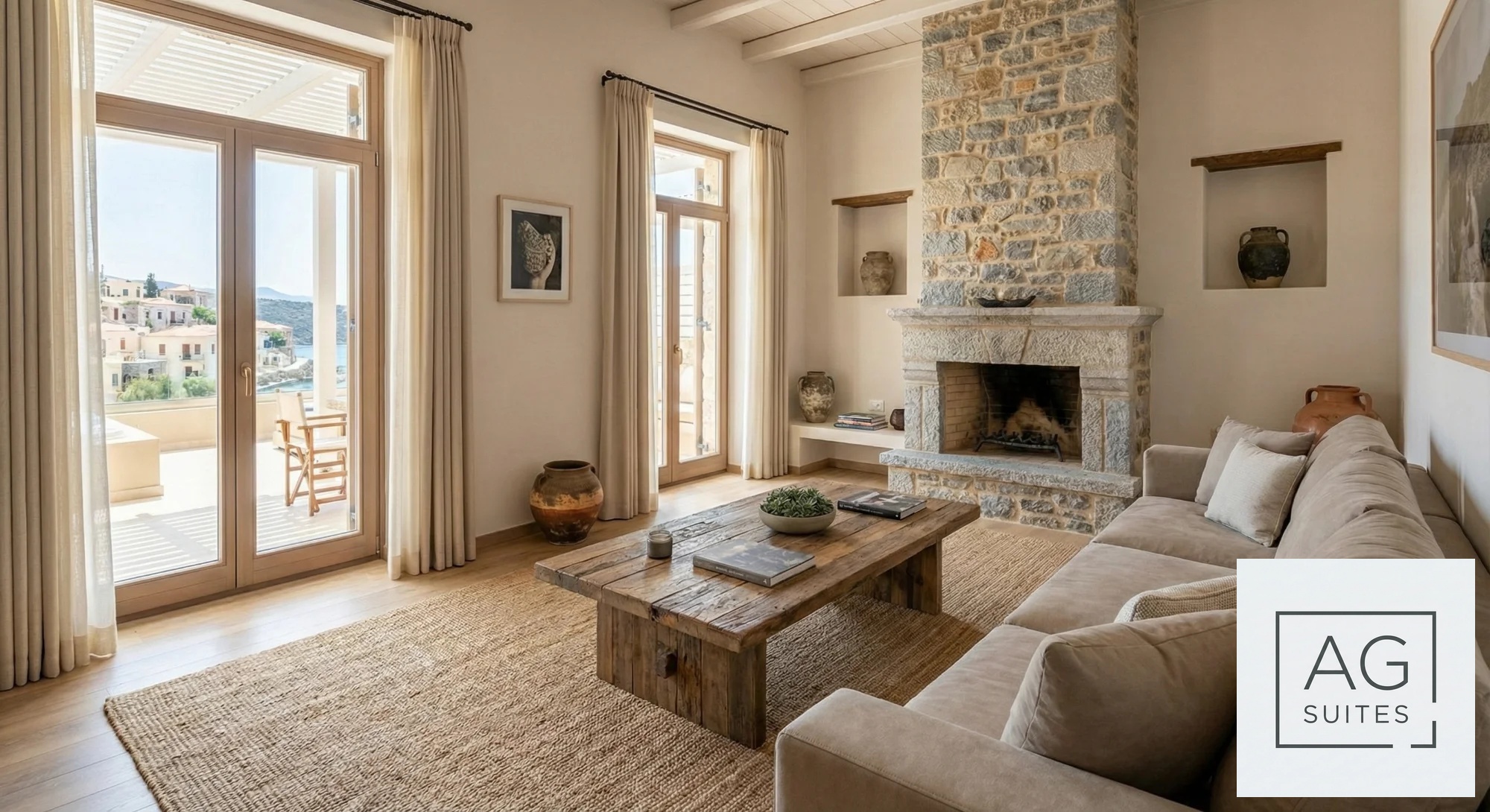 Apartment Apollo - Elegant apartment with stone fireplace in Panormos, Crete